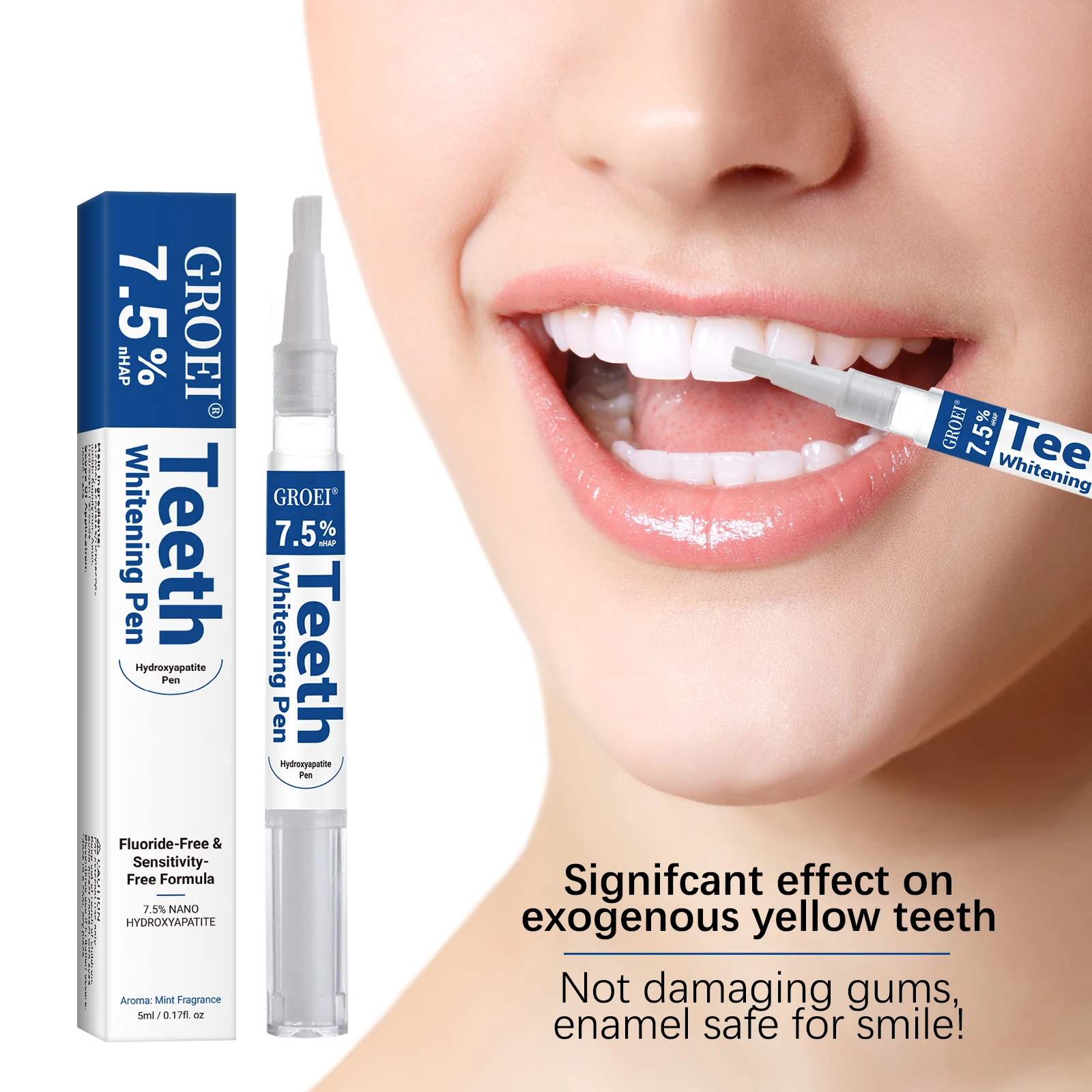 Teeth Whitening Hydrogen Peroxide - Hydroxyapatite Zahnaufhellungsstift, schillernder weißer Fleckenentferner, Gelstift,