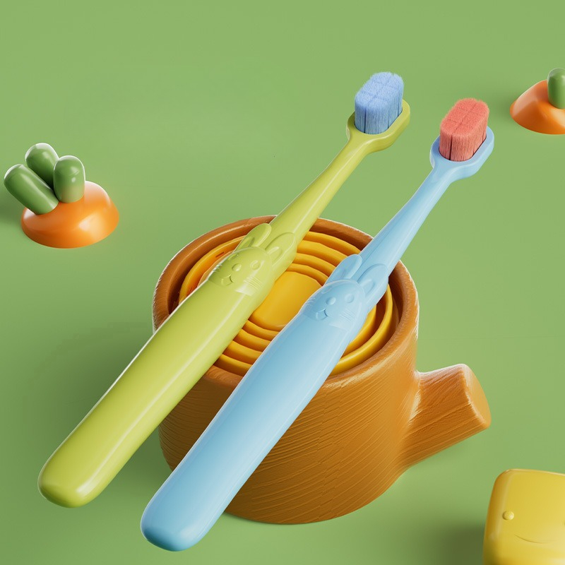 Teeth Whitening Toothbrush - Niedliche Kaninchenförmige Kinderzahnbürste mit weichen Borsten,