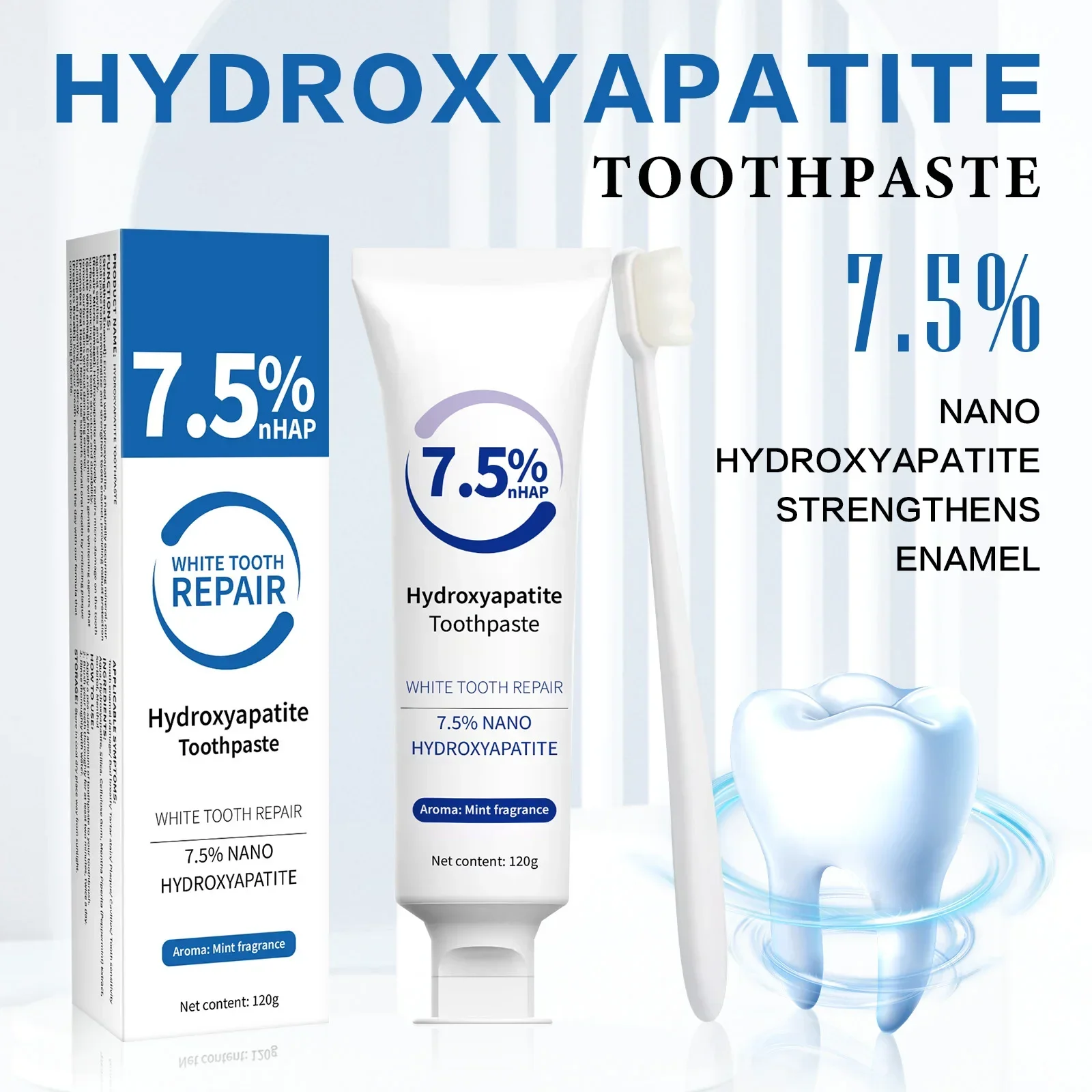 Teeth Whitening Natural - Zahnpasta & Aufhellungsstift Set - Hydroxylapatit