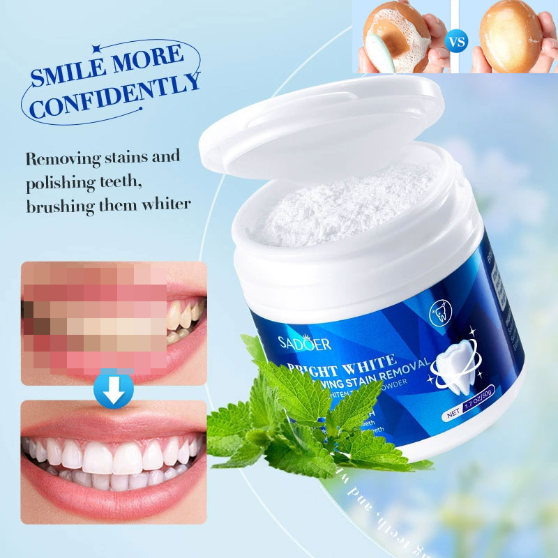 Teeth Whitening With Baking Soda - Zahnaufhellungspulver, das gelbe Zähne aufhellt, entfernt