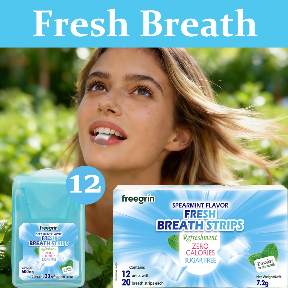 Teeth Whitening Fast - FREEGRIN Spearmint-Geschmack Frische-Atem-Streifen Tragbare Streifen für