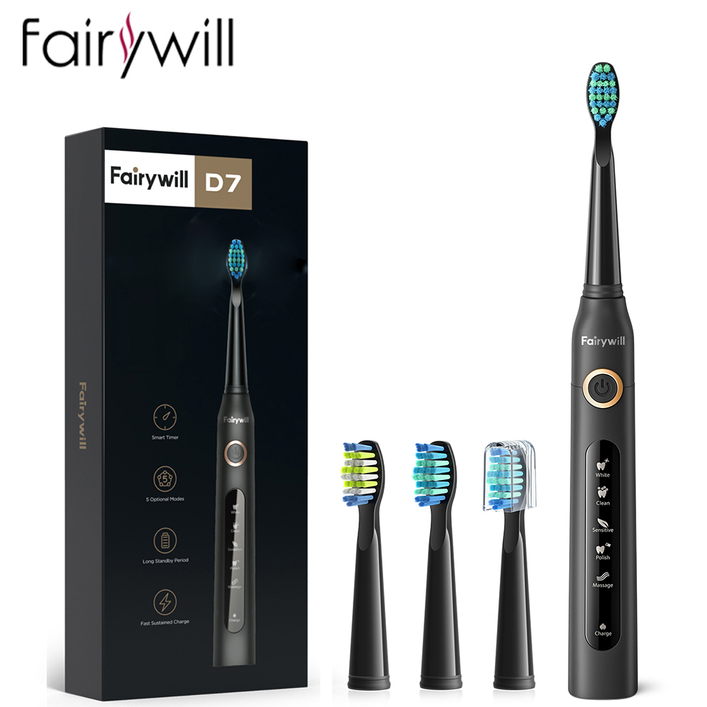 Teeth Whitening Toothbrush - Fairywill Elektrische Schallzahnbürste, USB-Aufladung, FW-507, wiederaufladbar,