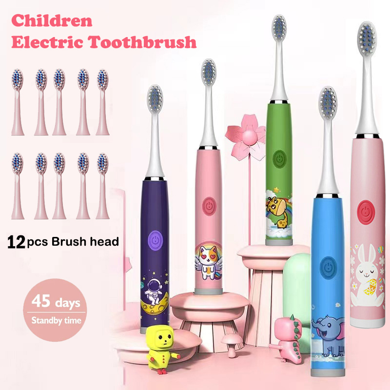 Teeth Whitening Toothbrush - Elektrische Sonic-Zahnbürste für Kinder, bunter Cartoon