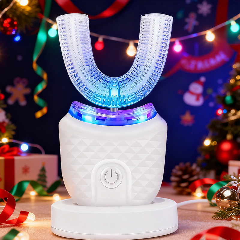 Teeth Whitening Toothbrush - Tragbare U-förmige elektrische Zahnbürste, Ultraschall-360-Grad-Reinigung, automatische