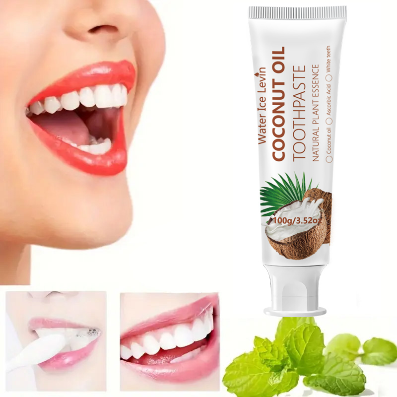 Teeth Whitening Natural - Kokosnussöl-Zahnpasta 100g Natürliche Pflanzenessenz Zähne Aufhellen
